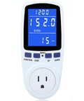 Power Meter Plug For Home Energy Monitoring With Backlit Display Tracks Watts Kilowatt Hours Volts Amps Hertz Power Factor Cost And Time Min Max Power 7 Display Modes Overload Protection front view
