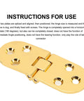 Set Of Four 180 Degree Flap Hinge 0.09 Inch Thick Zinc Alloy Heavy Duty Folding Flip Top Hinge with bright gold finish shown open