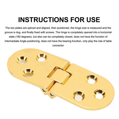 Set Of Four 180 Degree Flap Hinge 0.09 Inch Thick Zinc Alloy Heavy Duty Folding Flip Top Hinge with bright gold finish shown open
