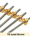 6mm T6 Lead Screw With Copper Nut For 3D Printers, Stainless Steel Trapezoidal Rod, Heavy Duty Linear Motion Screw