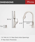 Dimensions of Miri Kitchen Faucet With Pull Down Sprayer And Soap Dispenser, Single Handle, High Arc Spout, Spot Defense Stainless Steel