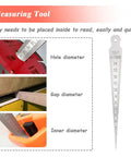 Mesee taper gauge 1–15 mm stainless steel measuring tool with metric scale; hole, gap, inner diameter examples