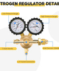 Versatile Nitrogen Regulator For Tanks And HVAC Purging With 0 to 800 PSI Delivery Pressure, dual gauges, CGA580 inlet Weyleity