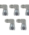 Premium 5 Pack 3/8 Inch Hydraulic Fittings 90 Degree Elbow Connectors Straight Up Solid Stainless Steel Male Jic To Female Jic Swivel Adapter No Leak Guarantee Rockin Performance Built Like A Tank For Heavy Rig Systems You Need Today. 5-pack 90-degree elbow fittings