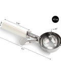 Thumb-Press Food Disher Ice Cream Scoop 4.67 Oz Size 6 White, 18/8 Stainless Steel, NSF Certified Portioner with Dimensions