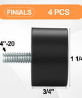 Four Pack Black Curtain Rod Finials End Caps For Seven Eighths And One Inch Curtain Rods Fits Quarter Twenty Threaded Ends Built Tough Wear Resistant Decorative Hardware To Dial Up Your Drape Rod. Black metal curtain rod end cap, 1.25 in dia, 1/4-20 thread, 4 pcs