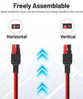 Heavy Duty 12 AWG Extension Cable With Anderson Powerpole Connectors shown in horizontal and vertical assembly