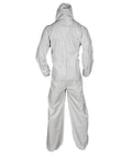 Back view of Disposable Coveralls A35 With Hood White 2XL Liquid And Particle Protection Microporous Film Laminated Suit for Work