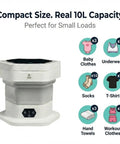 Portable Folding Washing Machine With 12 L Mini Capacity perfect for college dorms, showcasing compact design and laundry capacity.
