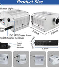 Dimensions of Bluetooth LED Fiber Optic Star Ceiling Light Kit with App Control, 460 fibers, showing power and signal inputs.