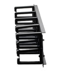 Side view of 2U Horizontal Cable Management Panel With 5 Plastic Cable Rings And Steel Base Fits Standard 19 Inch Racks Raceway Duct