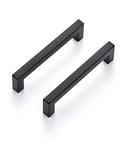 40 Pack 5 Inch Kitchen Cabinet Handles Matte Black Square Drawer Pulls For Cupboard Hardware Modern Square Design Easy Install Center To Center 5 Inches Durable Finish Great Replacement For Dated Cabinets shown in close-up.