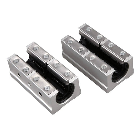 Beefed Up SBR16LUU Linear Bearing Pillow Block Set For CNC And 3D Printer Upgrades, 16mm Inner Diameter, Aluminum Alloy, Durable Precision Hardware For DIY Machining And Tools, Includes 2 Pieces, two silver bearing blocks
