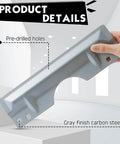 Heavy Duty Iron Latch Guard Plate Covers Tough As Nails Extra Long 11 Inch Steel Strike Plate Security Latch Protector Kit visible with pre-drilled holes.