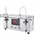 Semi Automatic Liquid Filling Machine With Dual Heads And Digital Control, Stainless Steel Bottle Filler Design, display and nozzles visible.