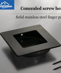 4 Pack Two And Three Quarters Inch Square Recessed Sliding Closet Door Finger Pulls in black stainless steel with hidden screws