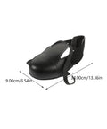 Heavy Duty Steel Toe Cap Safety Shoe Covers With Leather Overshoes Universal Fit For Men And Women Adjustable Straps Crush Protection Tough As Nails Leather Work Shoe Covers Size Euro 36 To 46 shown in black with measurements.