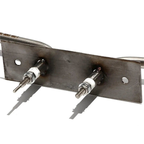Heavy Duty 2KW Air Heating Element For Saunas With 4U 304 Stainless Steel Flange 230V Immersion Heater close-up view of installation plate.
