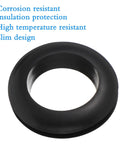 10 Pack Versatile Rubber Grommets 1 Inch ID 25mm Wire Hole Grommets Eyelet Ring Gasket for Cable Protection, black grommet close-up