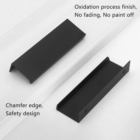 30 Pack Black Cabinet Handles Modern Drawer Pulls Finger Edge Pulls for Kitchen and Bath, black handles with chamfer edge