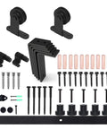 Parts of Heavy Duty Barn Door Hardware Kit For Indoor Sliding Doors With Ceiling Rail System And T Shape Rollers 12 Ft Track