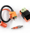 High Performance Racing AC CDI Box 6 Pin with Ignition Coil and 3 Electrode Spark Plug for GY6 50cc 80cc 125cc 150cc engines