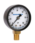 MeasureMan 2-inch dry and utility pressure gauge, 0-60 psi, 1/4 in NPT lower mount, front view