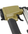 High-Octane Pneumatic Air Nailer With Boss Level 100 Nail Capacity And Swift Touch Control For Carpentry Woodworking Hacks close-up of grip and controls