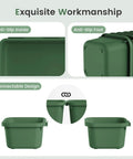 Military Grade Drawer Organizer Set With 177 Item Capacity, 28 Piece 5 Sizes In Green, showing anti-slip and connectable design features.
