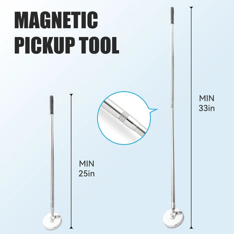 Heavy Duty 100 Pound Magnetic Pickup Tool With Stainless Steel Handle Industrial Strength Magnet Sweeper For Nails Screws Bolts And Metal Debris In Garage Workshop And Construction Sites