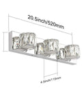 Three Light Crystal Vanity Light Bar Over Mirror Modern LED Bathroom Fixture With White 5500K Light Energy Efficient 18W 20.5 Inch Long
