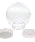 Clear Plastic Diy Snow Globe With Screw Off Cap Super Sturdy And Shatterproof Five Inch Water Dome with open lid.