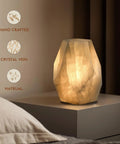 Handcrafted Dope Solid Calcite Table Lamp Carved From Natural Stone With Unique Crystal Veins Dimmable Bedside Lamp for Nightstand