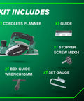 Kit contents for 18V MultiVolt Cordless Hand Planer With Three And A Quarter Inch Cutting Width Tool Only No Battery