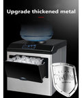 Plug And Play Countertop Ice Maker Delivers Quick Freeze Bullet Cubes With Thirty Kilos Daily Output And Solid Storage Featuring Manual Barrel Refill For A No Worries All Day Chill At Home Or In The Kitchen, showing ice storage compartment.
