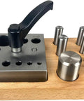 Eight Piece Disc Cutter Set For Heavy Duty Circle Cutting One Eighth To One Inch Punches Lever Clamp Keeps Your Sheet Locked