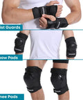 Knee Pads Elbow Pads And Wrist Guards Set For Skateboarding Roller Derby BMX And Inline Skating Large Size Durable Hard Shell