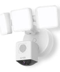 Floodlight Security Camera Pro With 2.5K HD Color Night Vision, 180 Degree Wide View, 3000 Lumen LEDs, white mounted camera