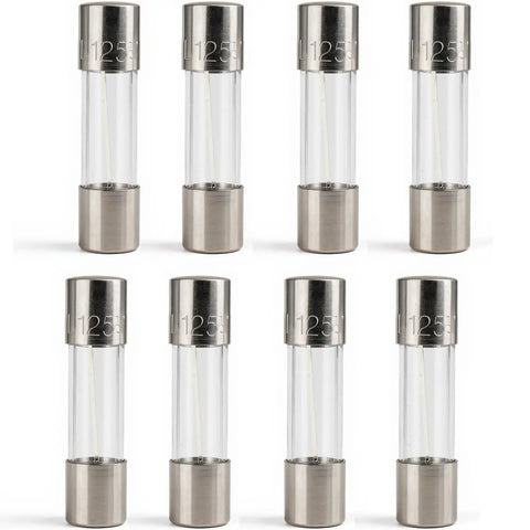 8 glass fuses from 20 Pack 5A 125V Fast Blow Glass Fuses 5x20mm Replacement Kit for Christmas Tree Lights, String Lights.