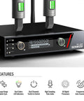 Dual Channel UHF Wireless Microphone System With Auto Scan And IR Sync, metal body with LCD for live events and recording