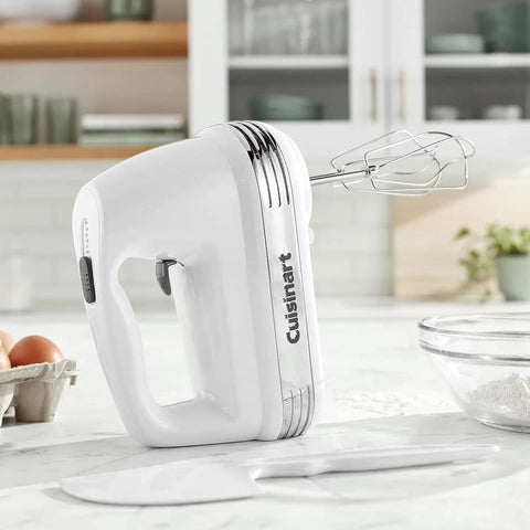 Powerful 220W 5-Speed Hand Mixer With Extra-Long Dishwasher-Safe Beaters, 60-Inch Swivel Cord, Easy One-Touch Speed Control, HM-50 White