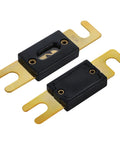 Dead Simple Wiring ANL Fuse 50 Amp Inline Blade black and gold fuses for car audio, designed for 12V and 24V systems.