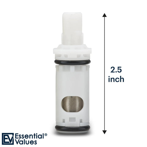 Close-up of Moen 1224 Replacement Cartridge showing 2.5 inch size, part of 2 pack for tub shower and two handle faucets.