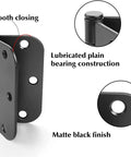 Premium No Nonsense Matte Black Door Hinges 3.5 Inch 48 Pack with smooth closing and lubricated plain bearing construction.