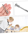 Dope Spring Loaded Crib Latch Replacement Kit With Plunger Pins displayed with mother and child by crib