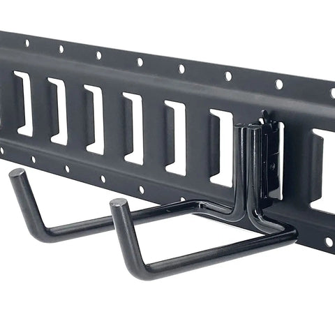 Heavy Duty E Track Shovel Hanger 4 Pack For Long Handled Tools Steel Double J Hook Tool Organizer in black steel