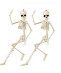 Indoor Halloween Skeletons Two Pack 15 Inch Life Size Full Body Posable Joints Skeleton Figures for Spooky Home Decor