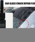 DIY Windshield Repair Kit for Auto Glass Crack Repair with Pro Resin shown with repair fluid and cracked windshield