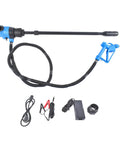 High Capacity Electric Drum Pump 120V AC And 12V DC Models With 5 GPM Flow and adjustable hose, fuel transfer accessories included.