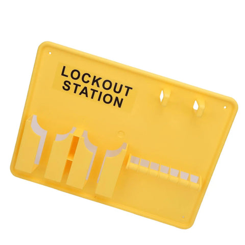 Wall Mounted Lockout Tagout Station Kit For The Shop Floor DeformationProof Heavy Duty PC Safety Supply Bright Yellow Boss Level Safety Visibility Open Design 15.2 X 11.4 Inch Enhanced Security For Energy Control Programs, yellow PC station